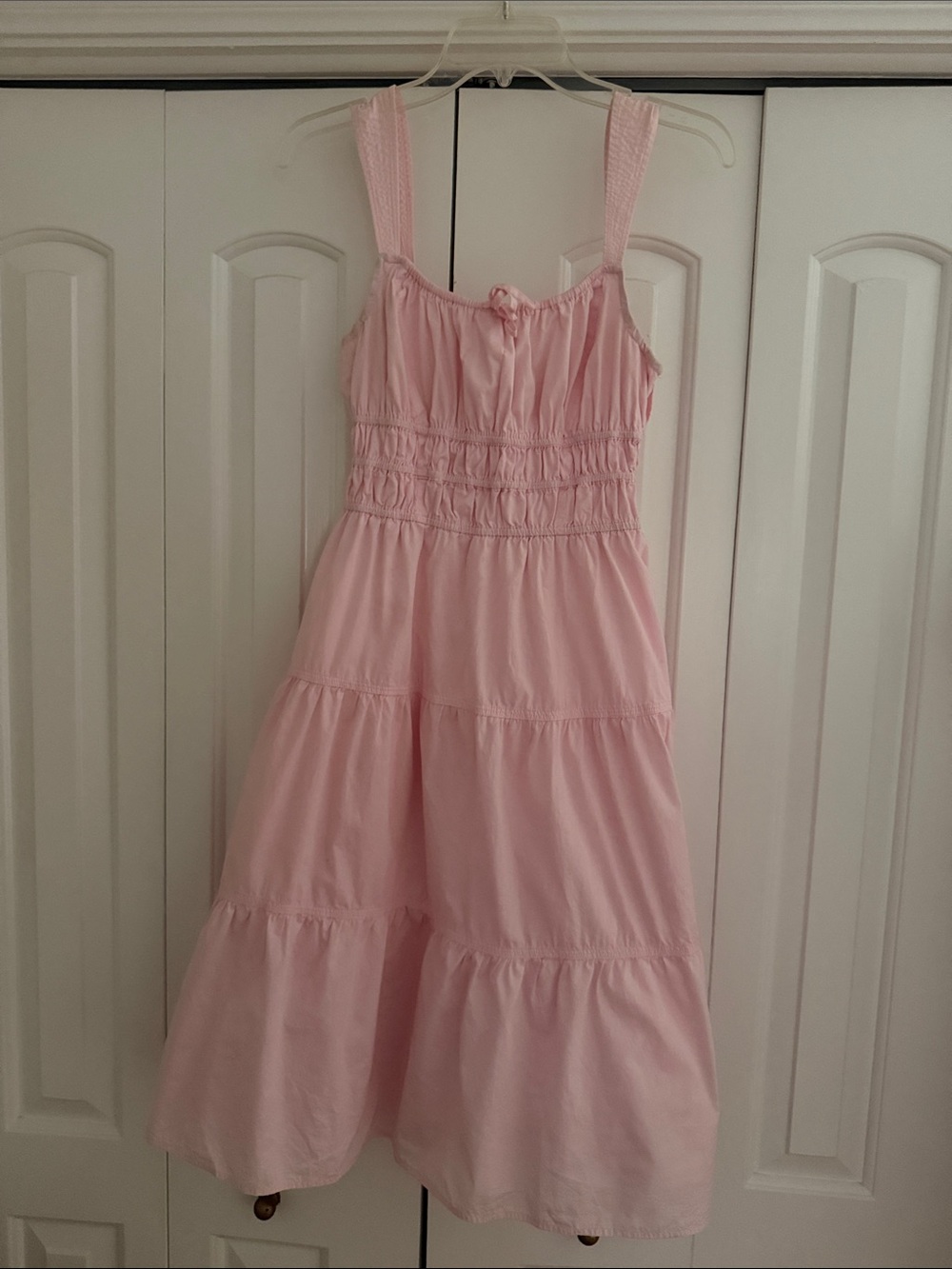 Aritzia Light Pink Tiered Midi Sundress with Smocked Waist - Picture 1 of 1